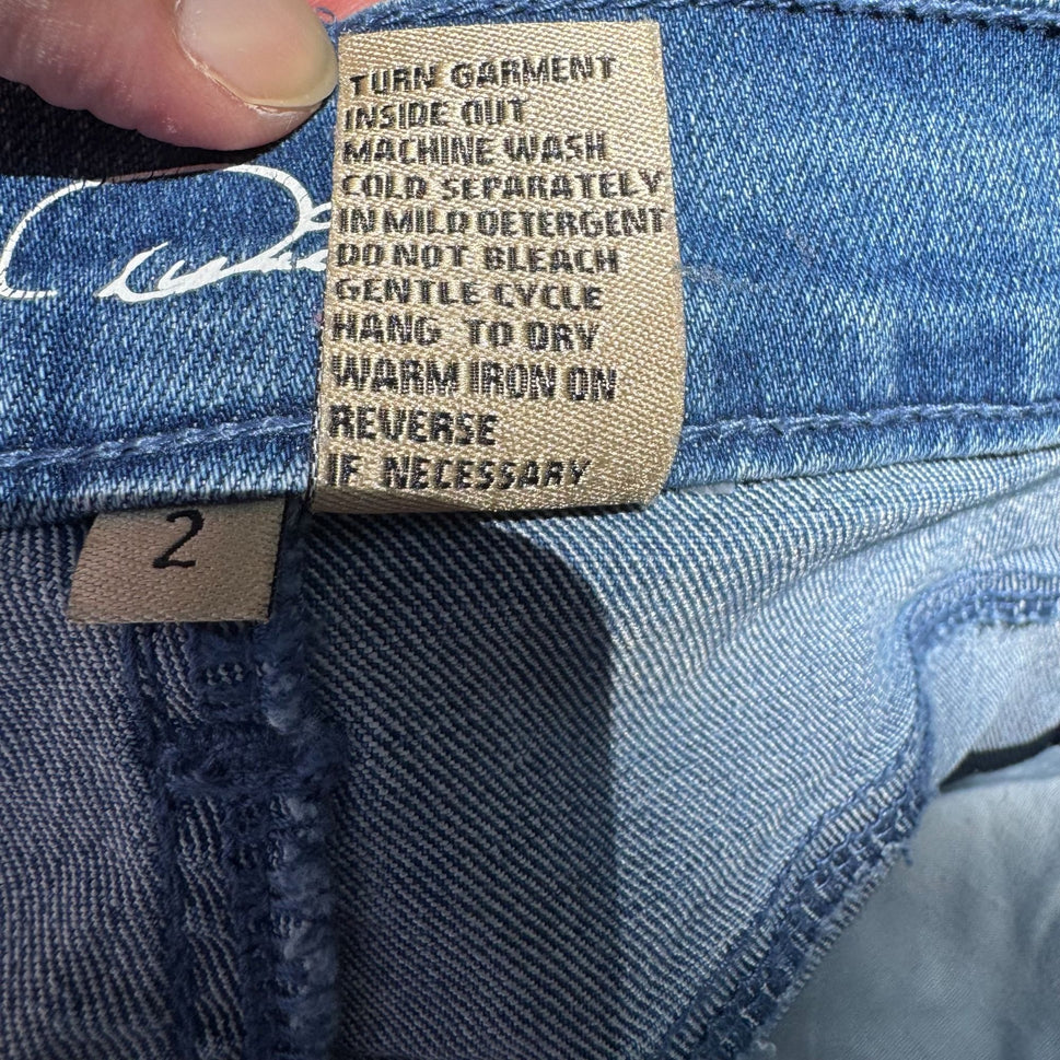 DG2 Diane Gilman Womens Preppy Blue Stretch Denim Old Money Long Bermuda Short 2