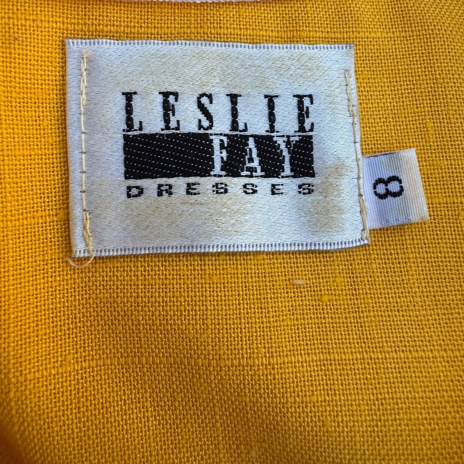 Leslie Fay Vintage 80s Retro Yellow Gingham Trim Button Front Shift Dress Size 8