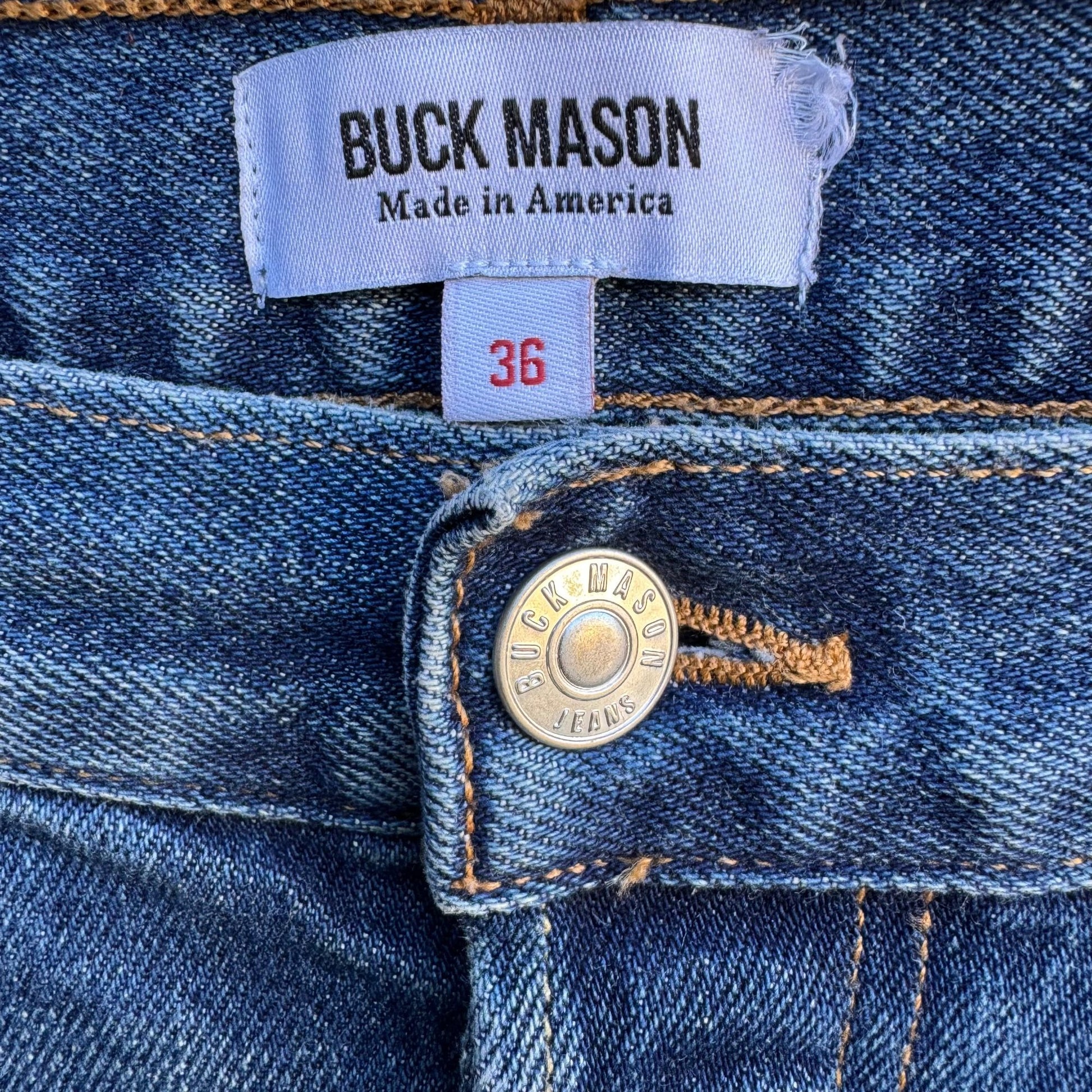 Buck Mason Standard Fit Blue Jeans 36 Made In USA Tapered Denim 12 Month Wash 36