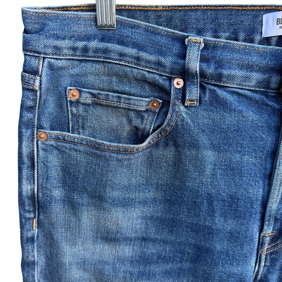 Buck Mason Standard Fit Blue Jeans 36 Made In USA Tapered Denim 12 Month Wash 36