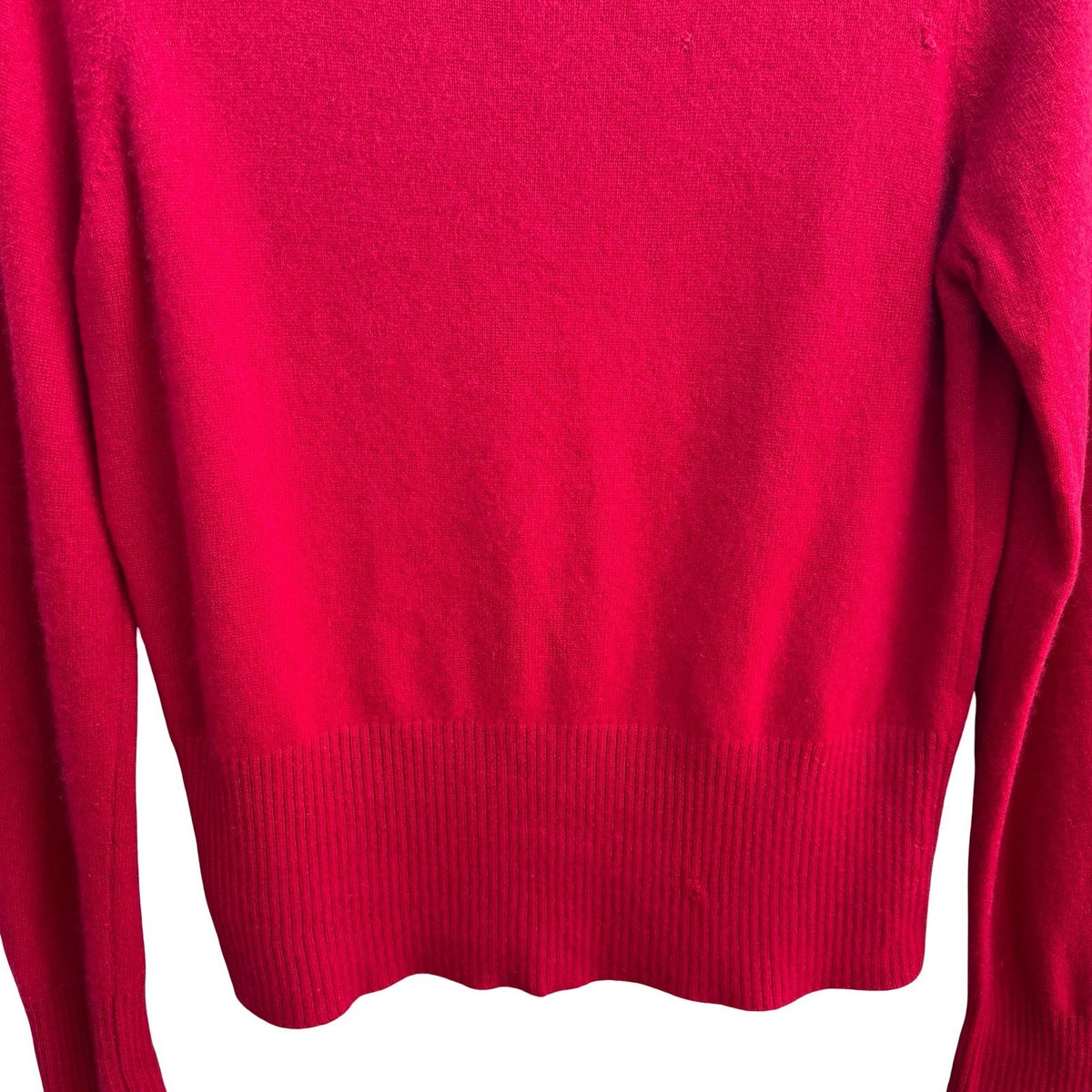 Cashmere Quiet Luxury Minimalist Boat Neck Ribbed Sweater Tomato Red Womens L