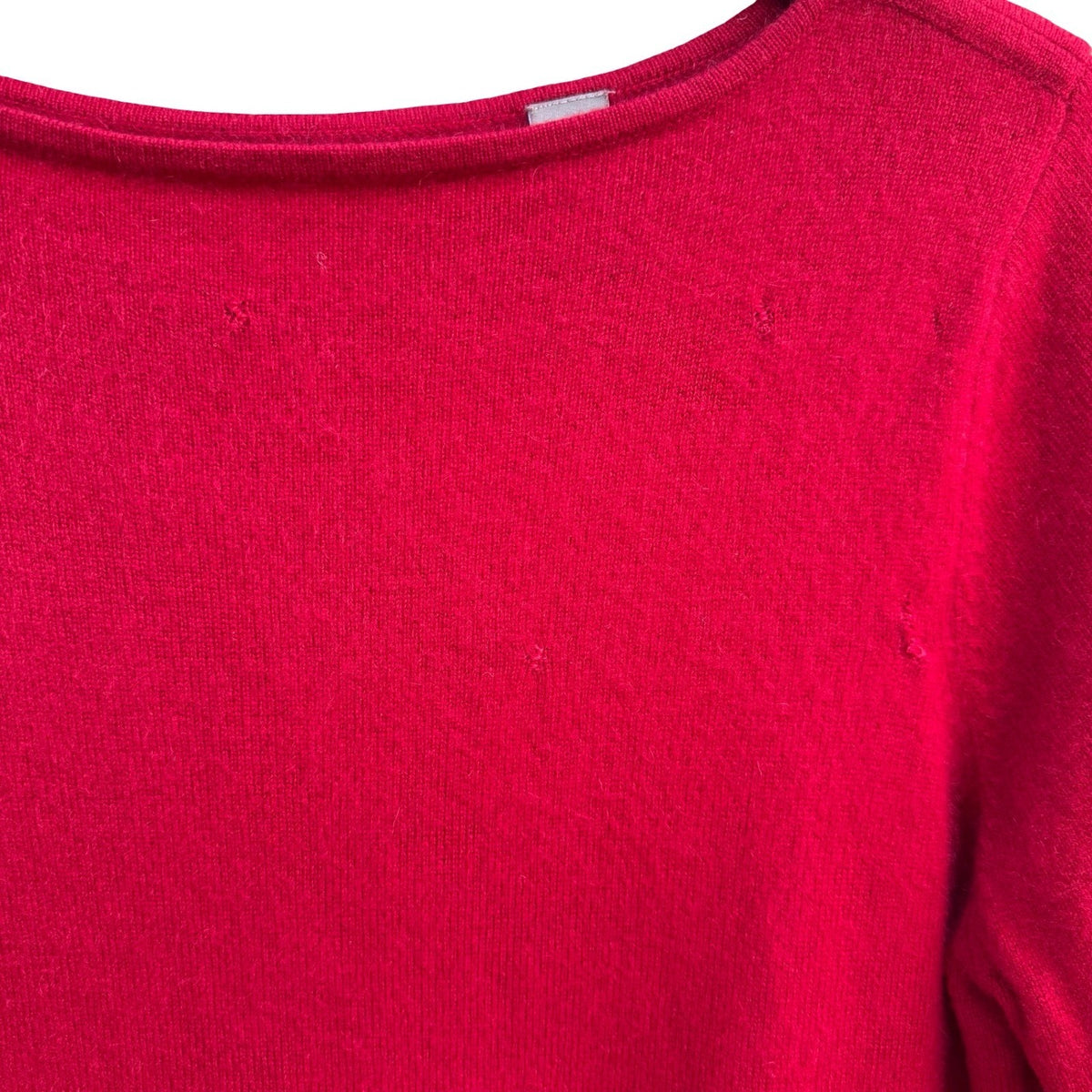 Cashmere Quiet Luxury Minimalist Boat Neck Ribbed Sweater Tomato Red Womens L