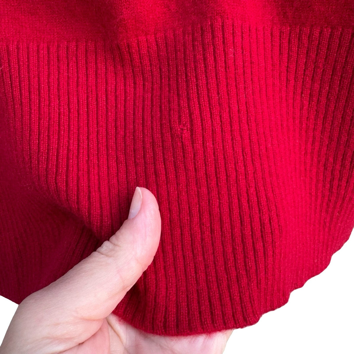 Cashmere Quiet Luxury Minimalist Boat Neck Ribbed Sweater Tomato Red Womens L