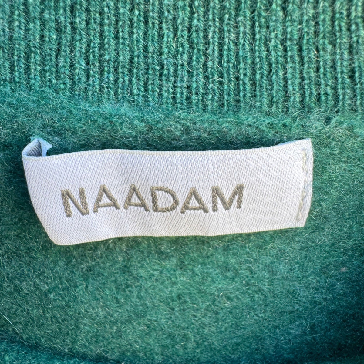 Naadam 100% Cashmere Minimalist Quiet Luxury Cozy Mock Neck Sweater Green XS