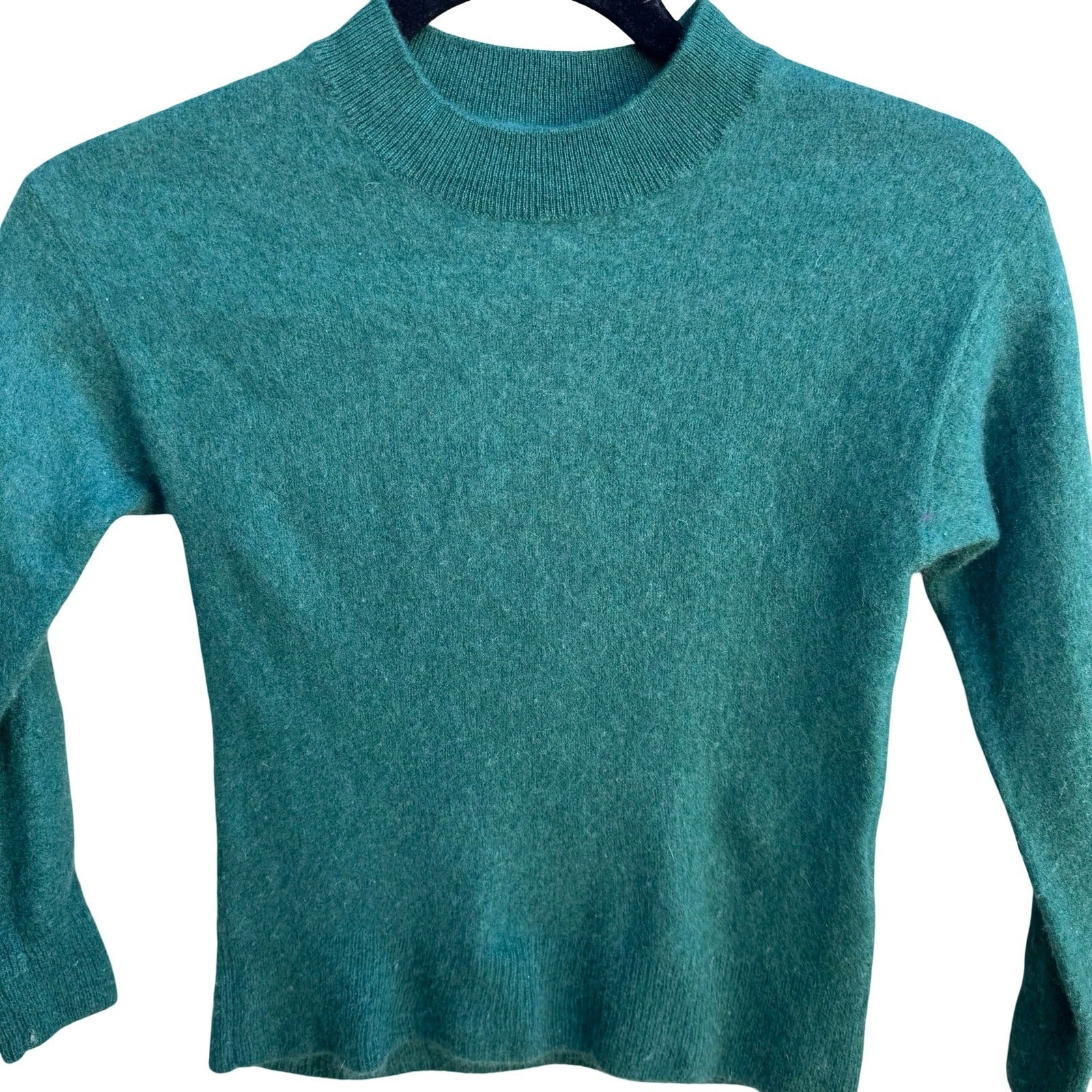 Naadam 100% Cashmere Minimalist Quiet Luxury Cozy Mock Neck Sweater Green XS