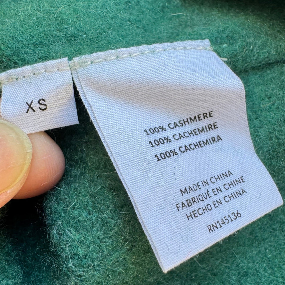 Naadam 100% Cashmere Minimalist Quiet Luxury Cozy Mock Neck Sweater Green XS