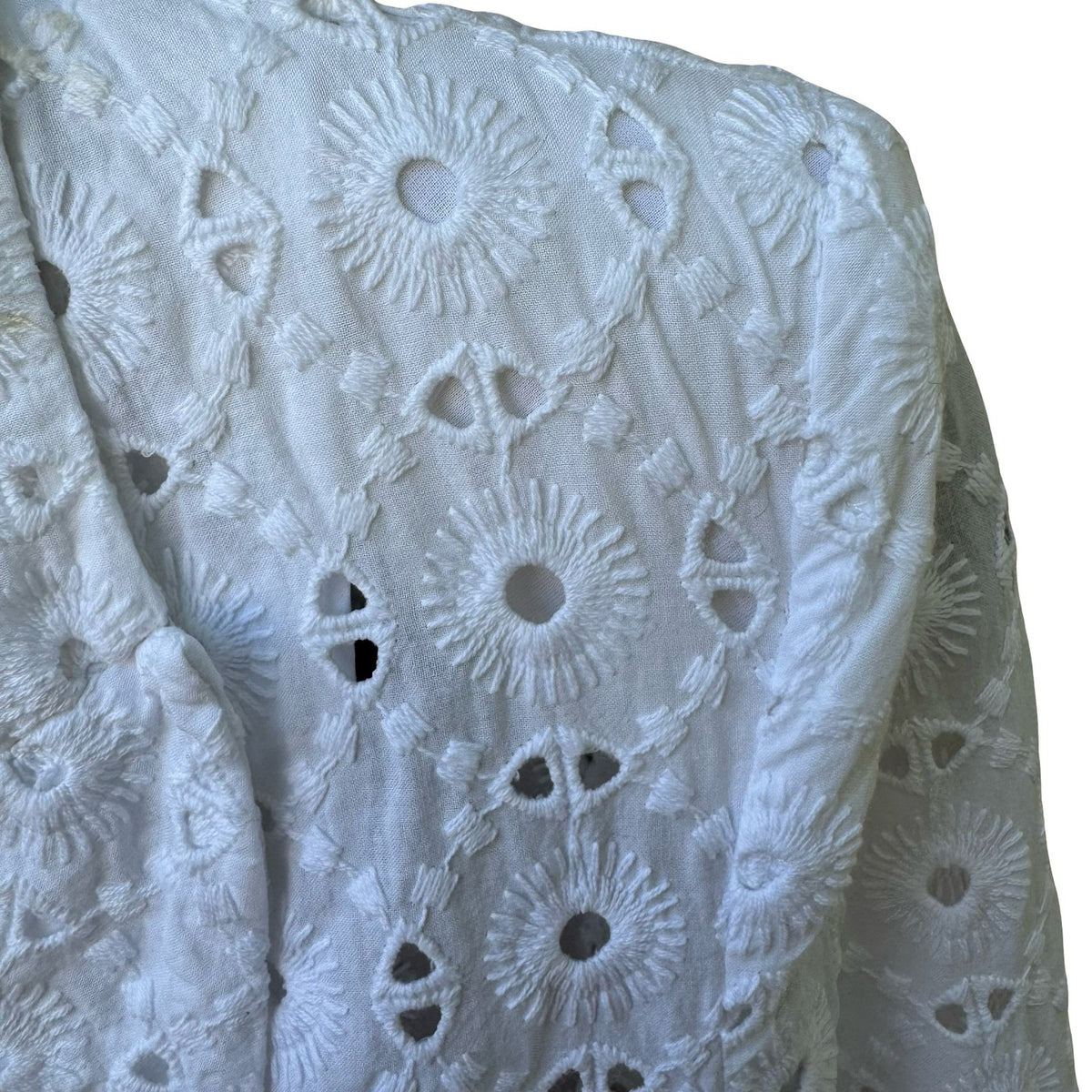 Zara Cottagecore Coastal Boho Eyelet Embroidered Blazer Jacket White XS NEW