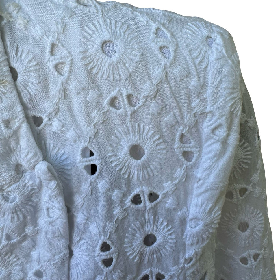 Zara Cottagecore Coastal Boho Eyelet Embroidered Blazer Jacket White XS NEW