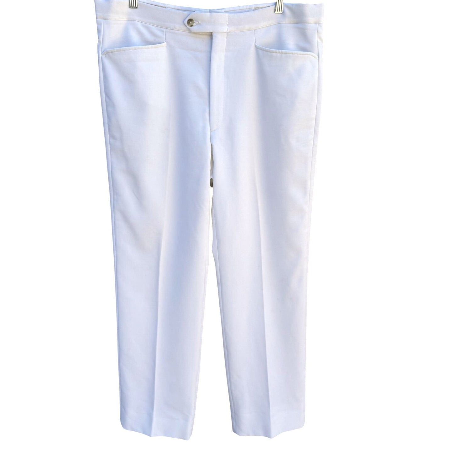 Sansabelt Vintage 70s 80s Mens White Flat Front Stretch Leisure Suit Pants 39