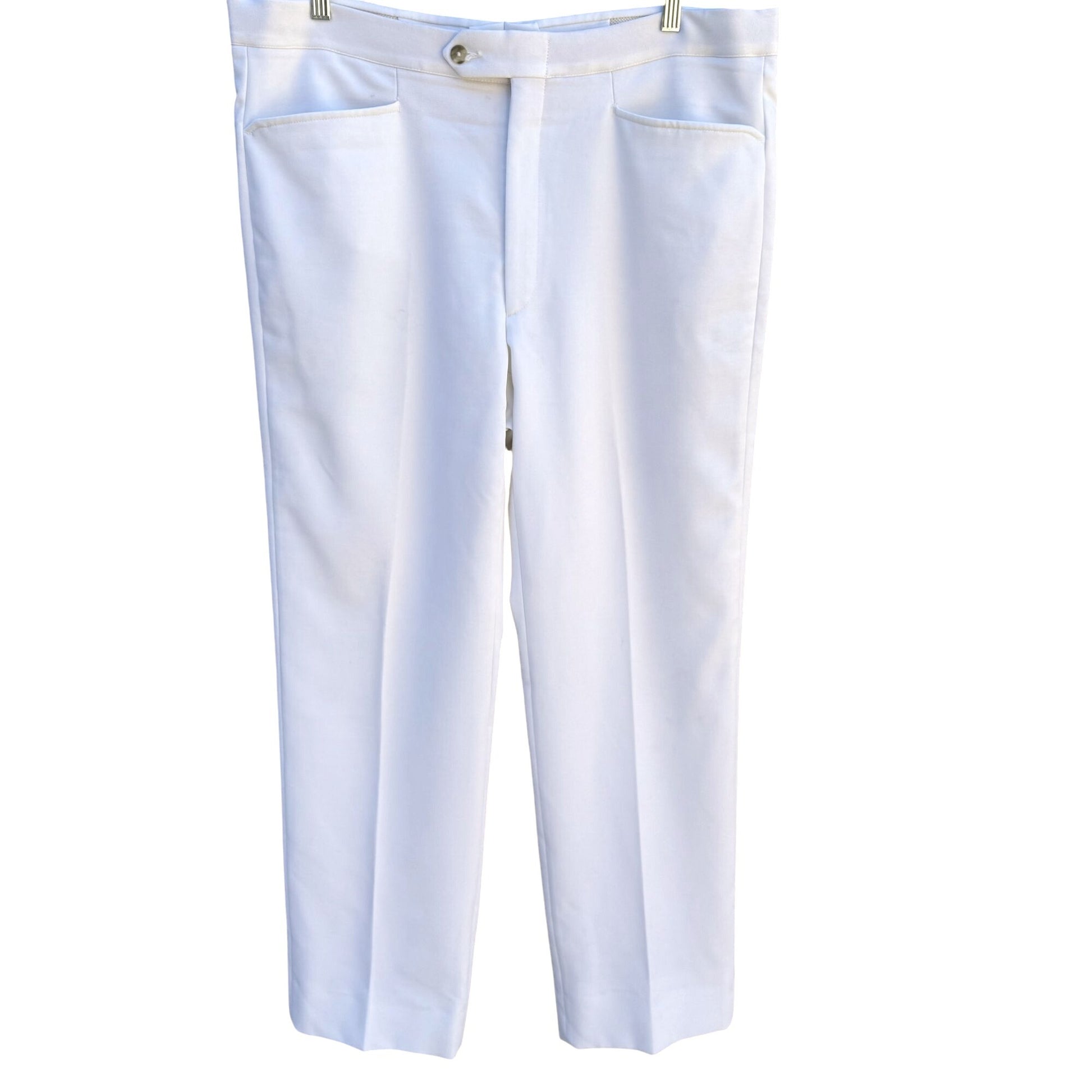 Sansabelt Vintage 70s 80s Mens White Flat Front Stretch Leisure Suit Pants 39