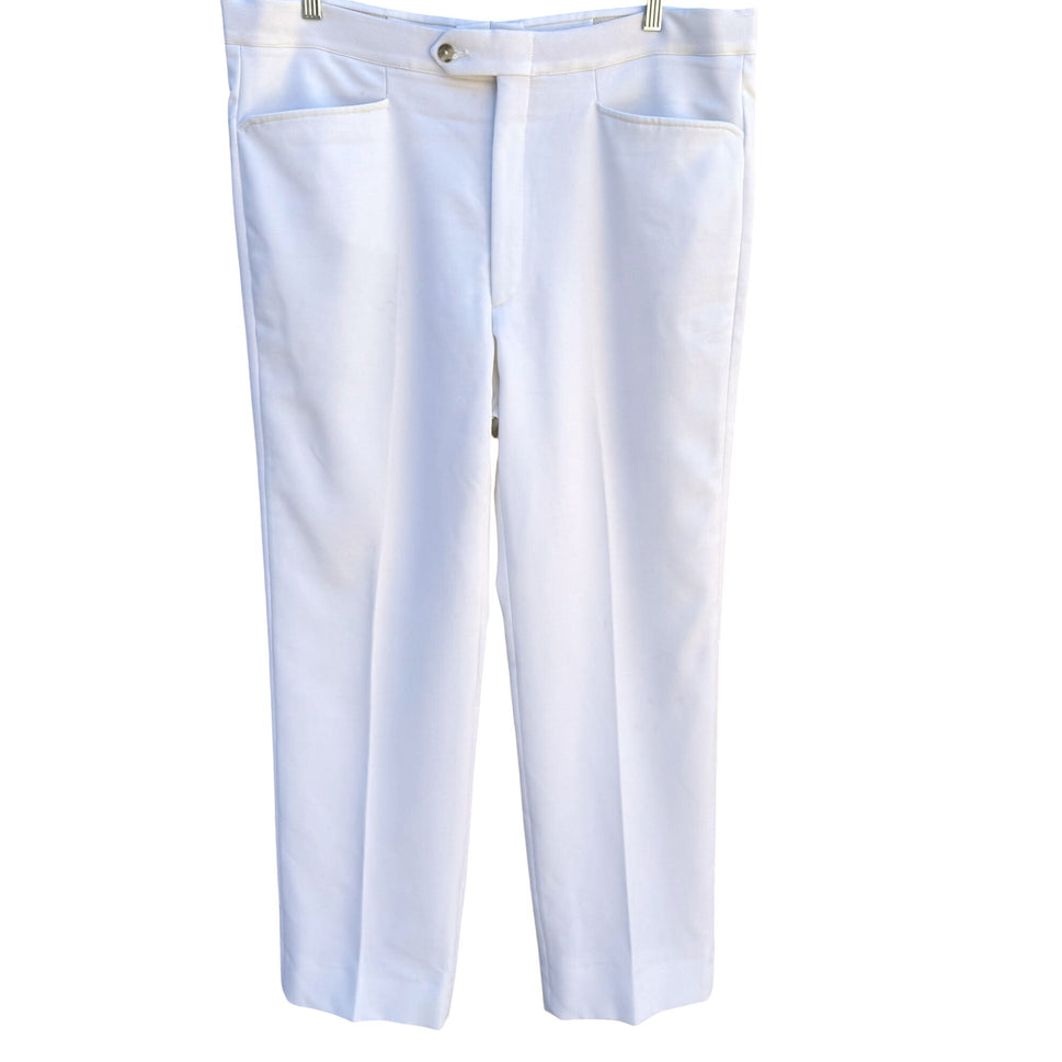 Sansabelt Vintage 70s 80s Mens White Flat Front Stretch Leisure Suit Pants 39