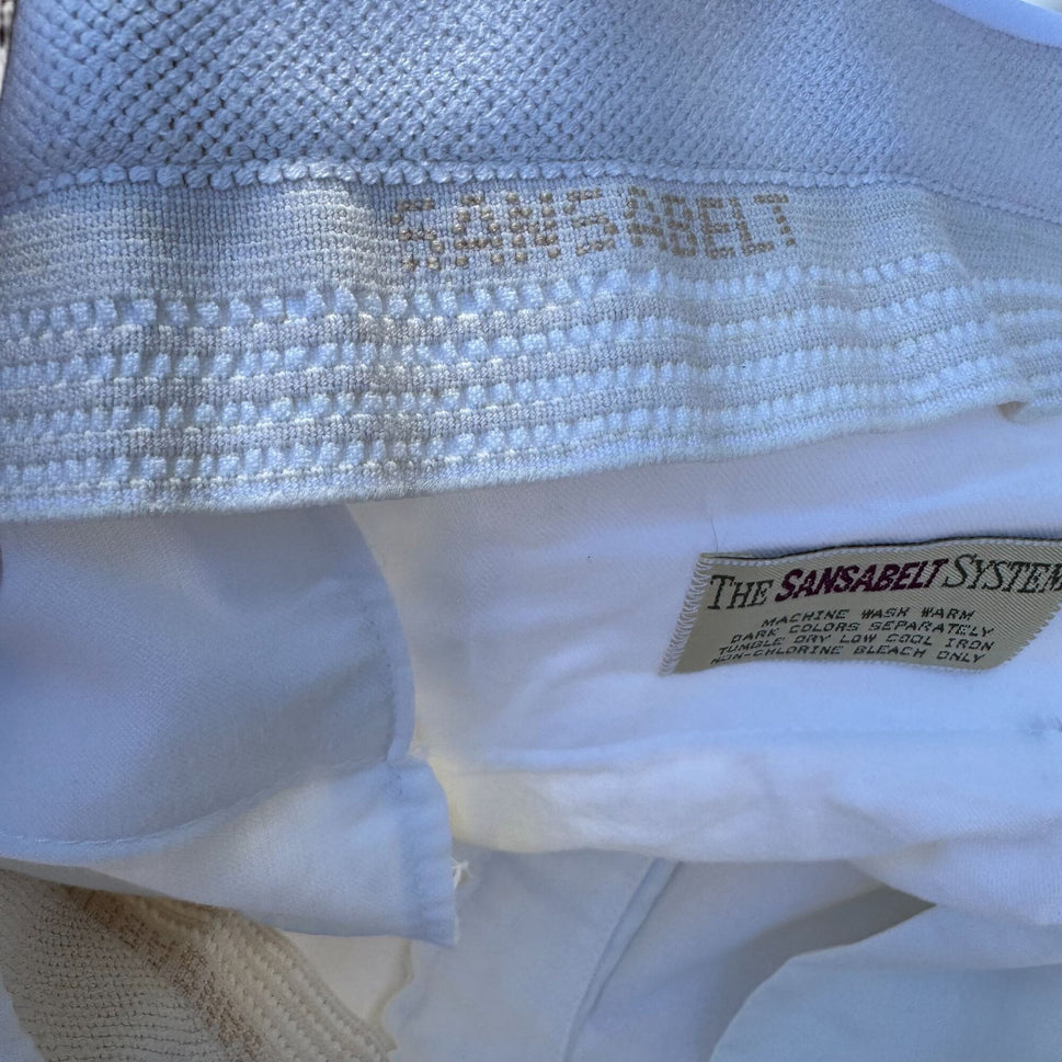 Sansabelt Vintage 70s 80s Mens White Flat Front Stretch Leisure Suit Pants 39