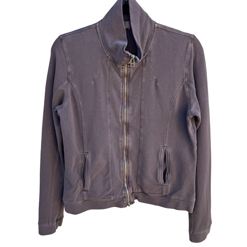 The Territory Ahead Womens Full Zip Funnel Neck Cotton Sweatshirt Jacket Taupe M