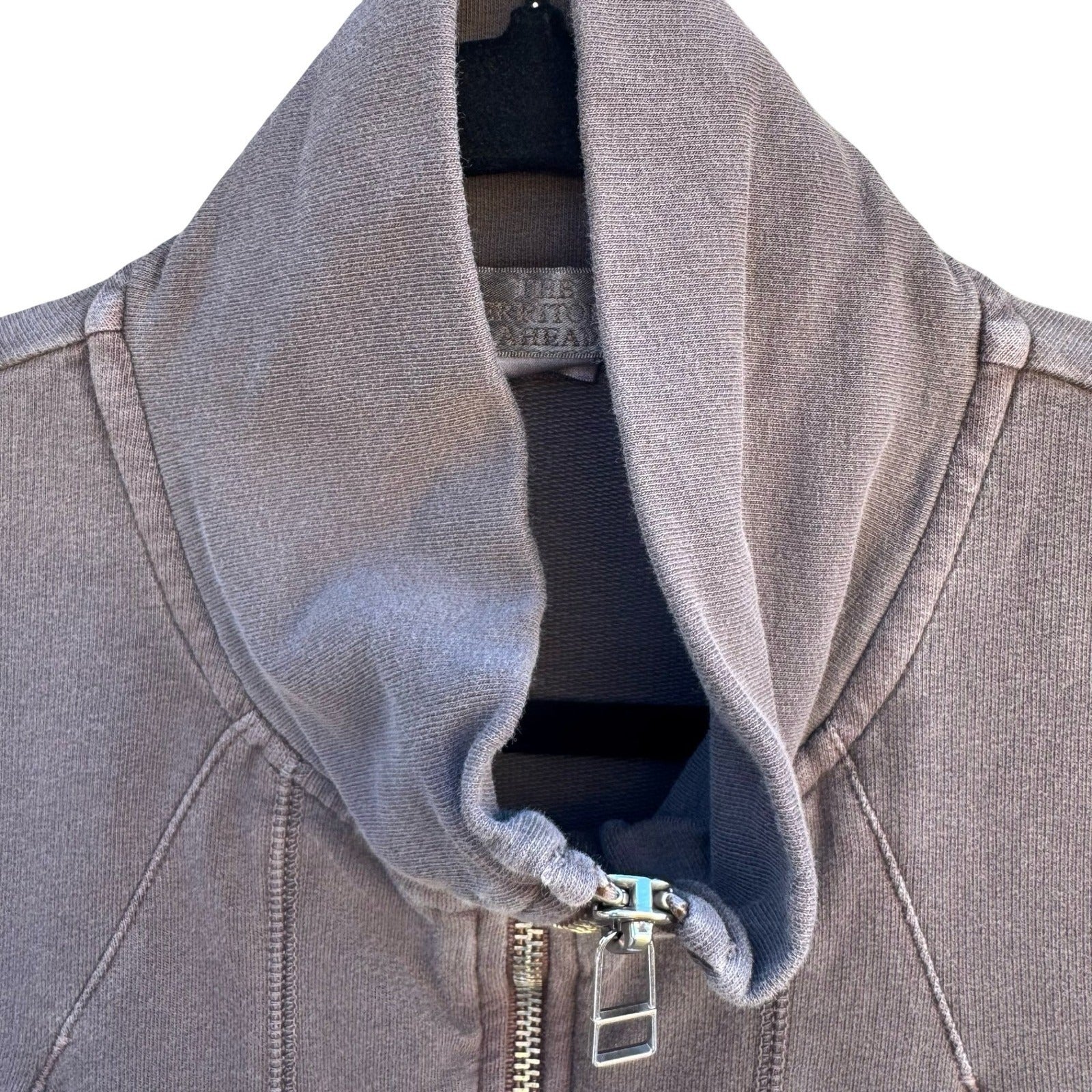 The Territory Ahead Womens Full Zip Funnel Neck Cotton Sweatshirt Jacket Taupe M