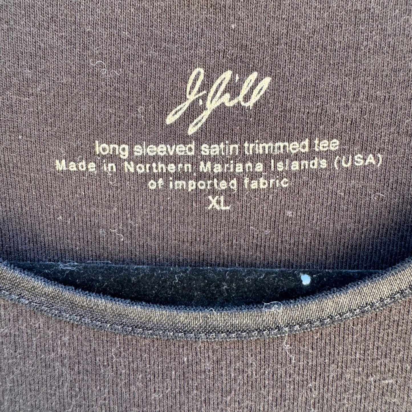 J Jill Black Satin Trimmed Tee Natural Cotton Layering Top XL Minimalist Capsule
