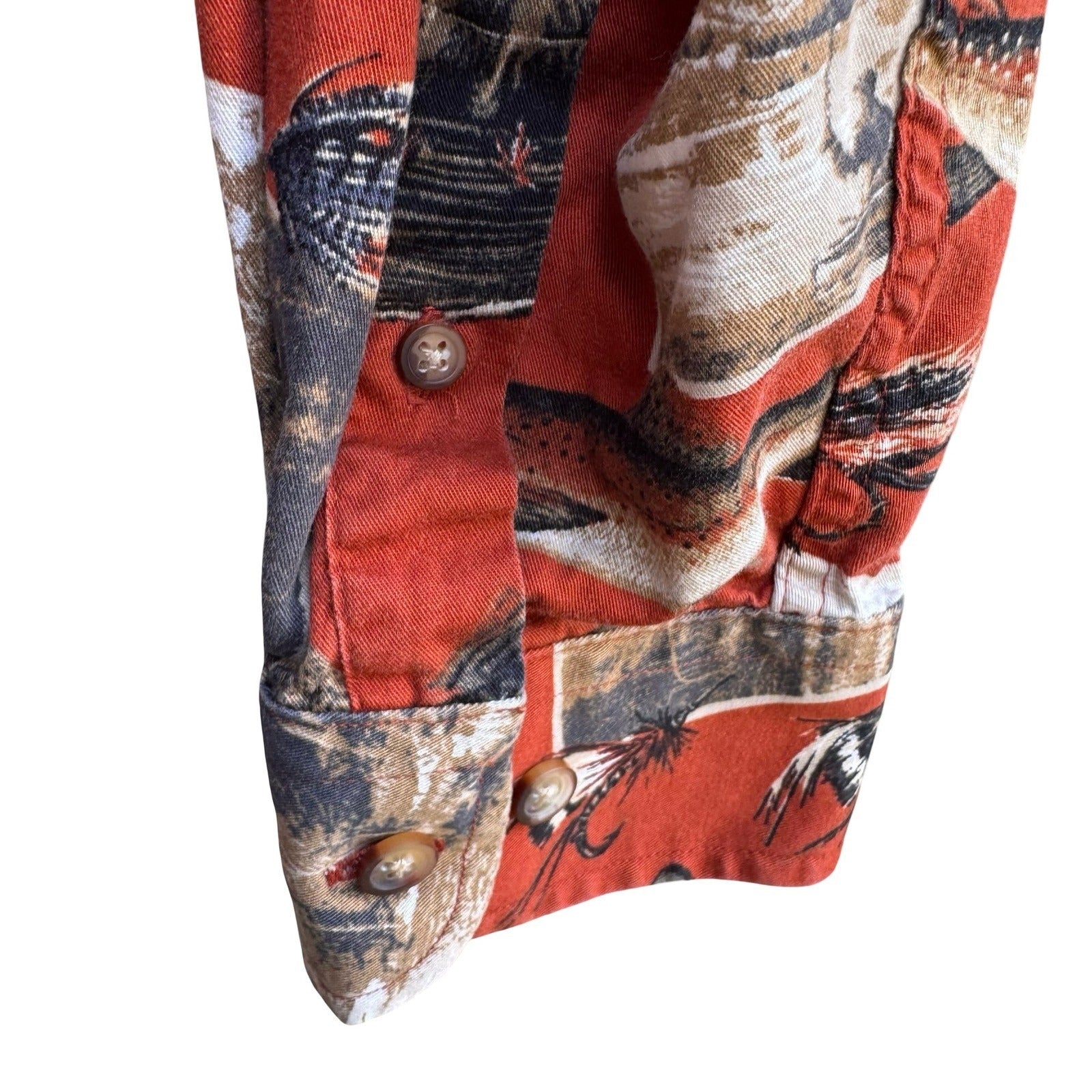 Clearwater Outfitters Fishing Trout Novelty Print Shirt Cotton Mens L Gorpcore
