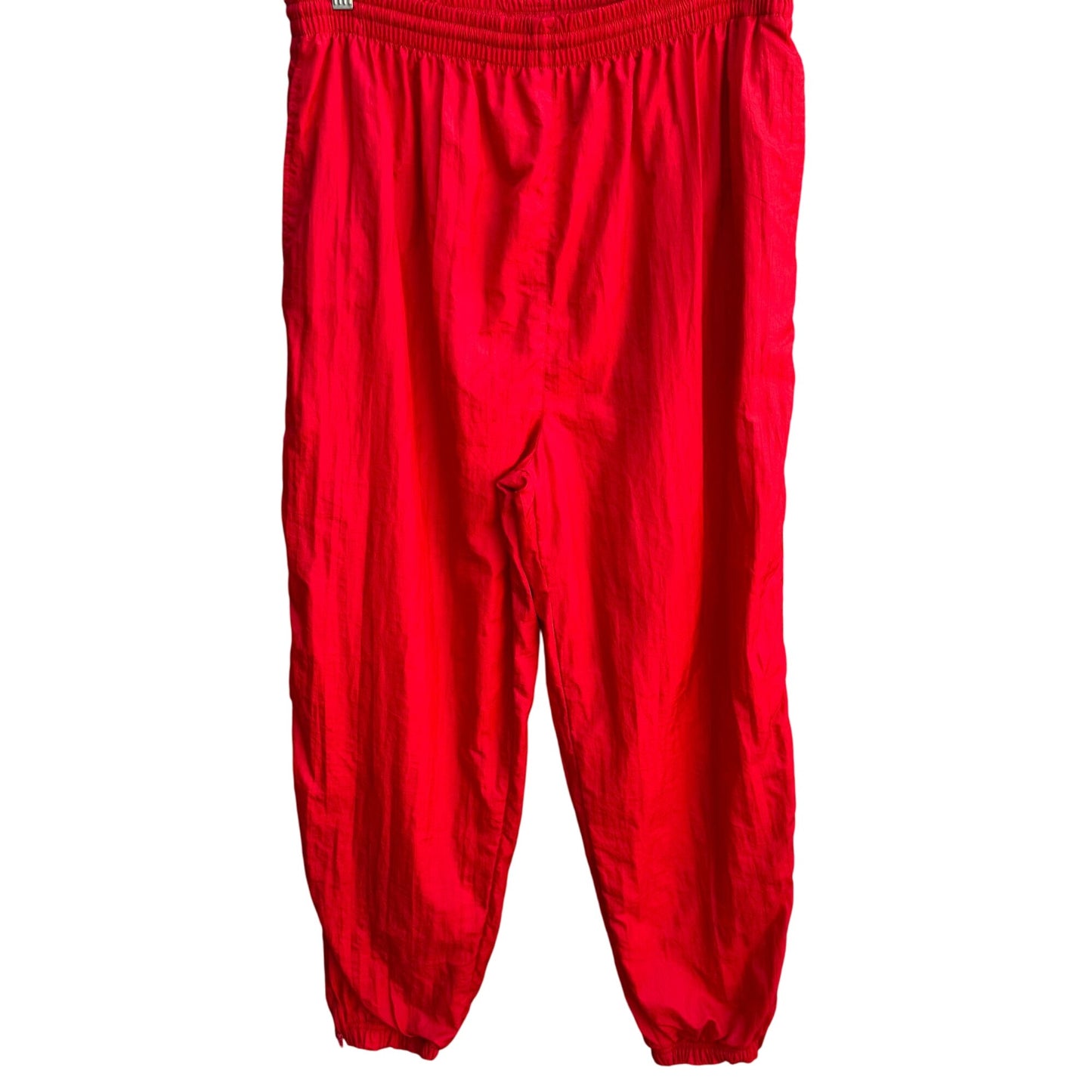 The Body Co Vintage 80s 90s Unisex Red Elastic Zip Hem Parachute Track Pants XL