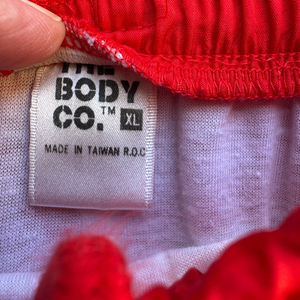 The Body Co Vintage 80s 90s Unisex Red Elastic Zip Hem Parachute Track Pants XL