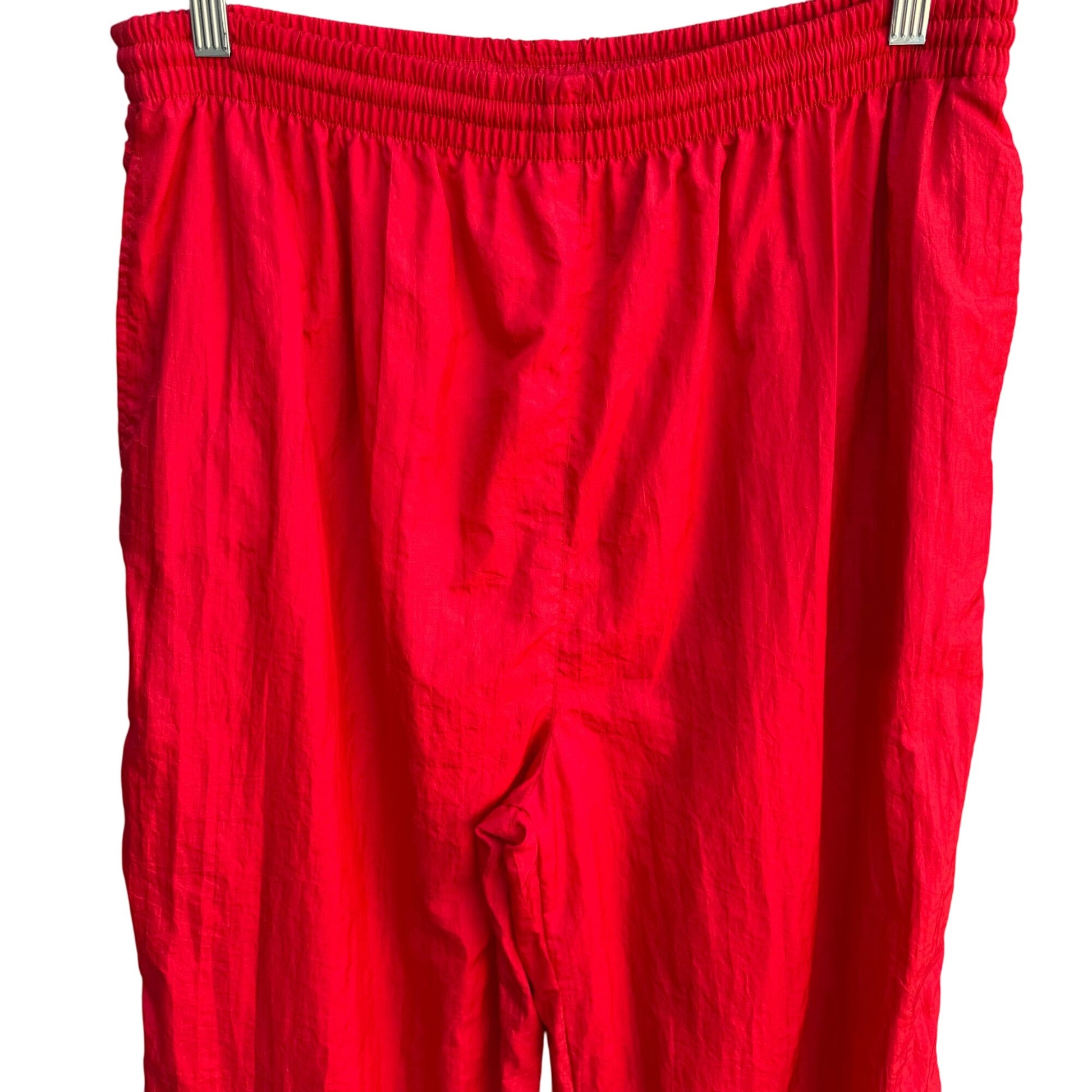 The Body Co Vintage 80s 90s Unisex Red Elastic Zip Hem Parachute Track Pants XL