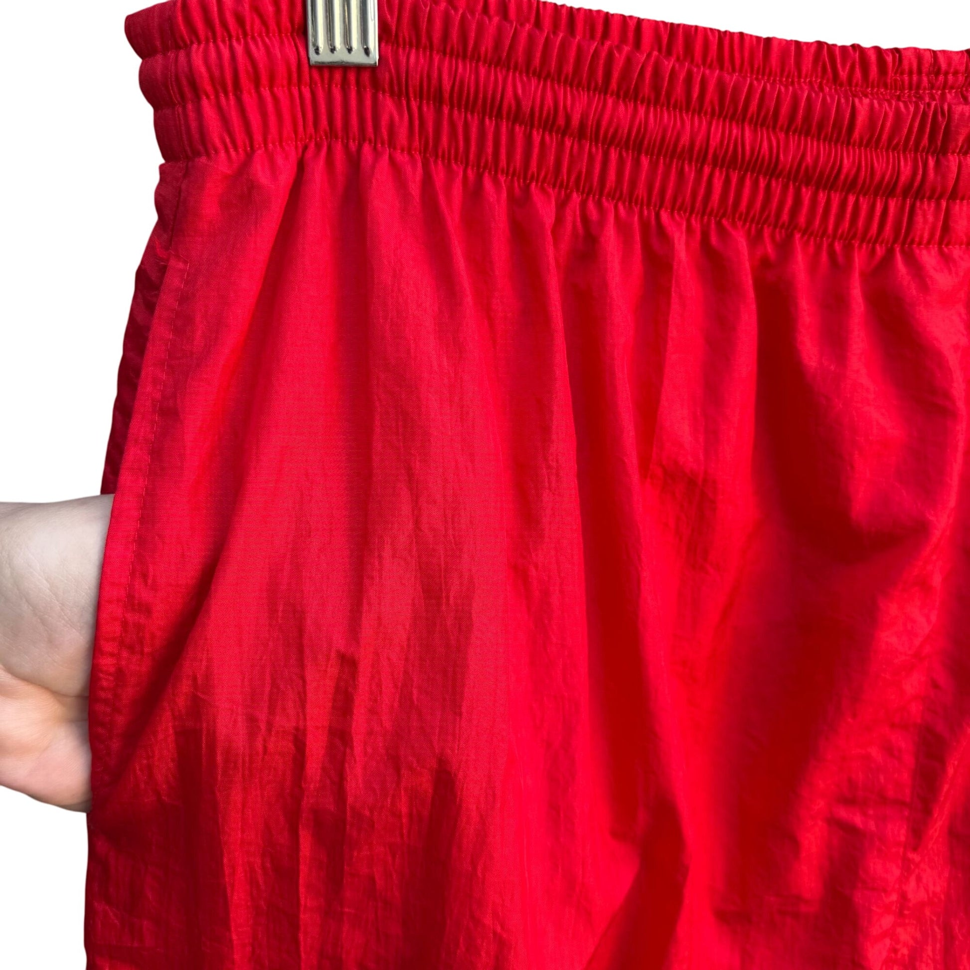 The Body Co Vintage 80s 90s Unisex Red Elastic Zip Hem Parachute Track Pants XL