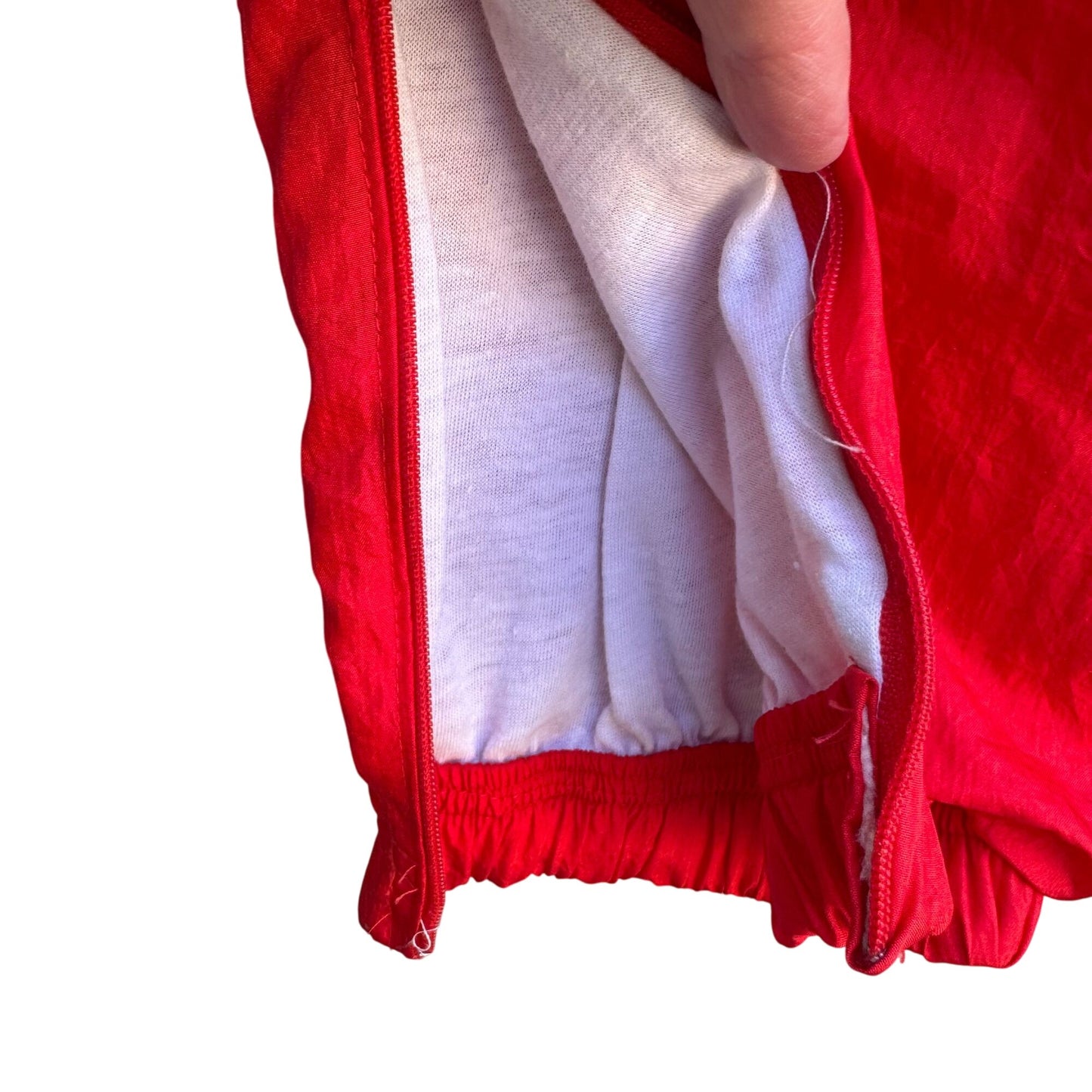 The Body Co Vintage 80s 90s Unisex Red Elastic Zip Hem Parachute Track Pants XL