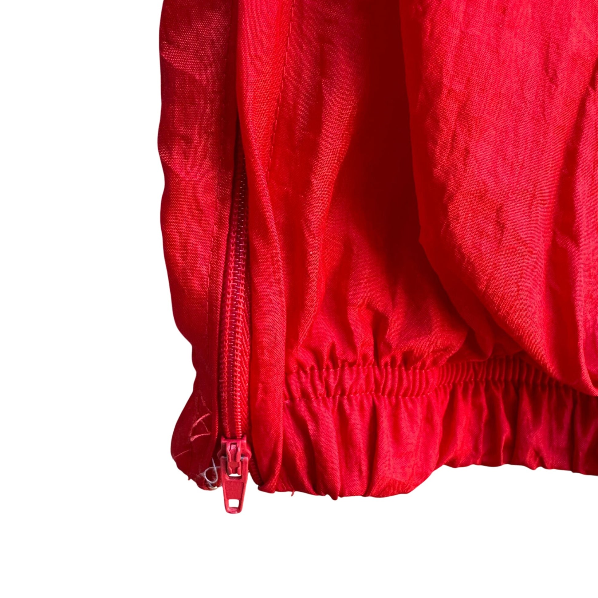 The Body Co Vintage 80s 90s Unisex Red Elastic Zip Hem Parachute Track Pants XL