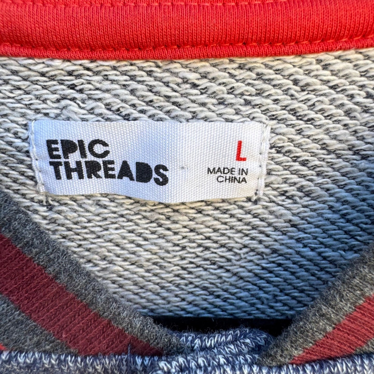 Epic Threads Womens L Varsity Bomber Jacket Blue Gray Burgundy Snap Front NWOT
