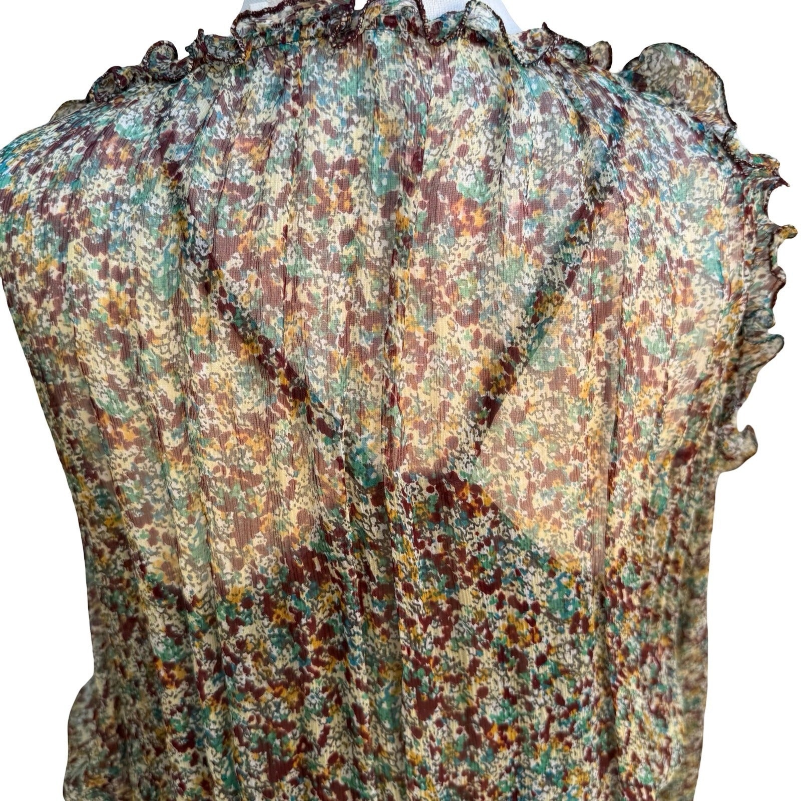 Zadig & Voltaire Deluxe Boho Ethereal Silk Reef Print Cold Shoulder Ruffle Dress
