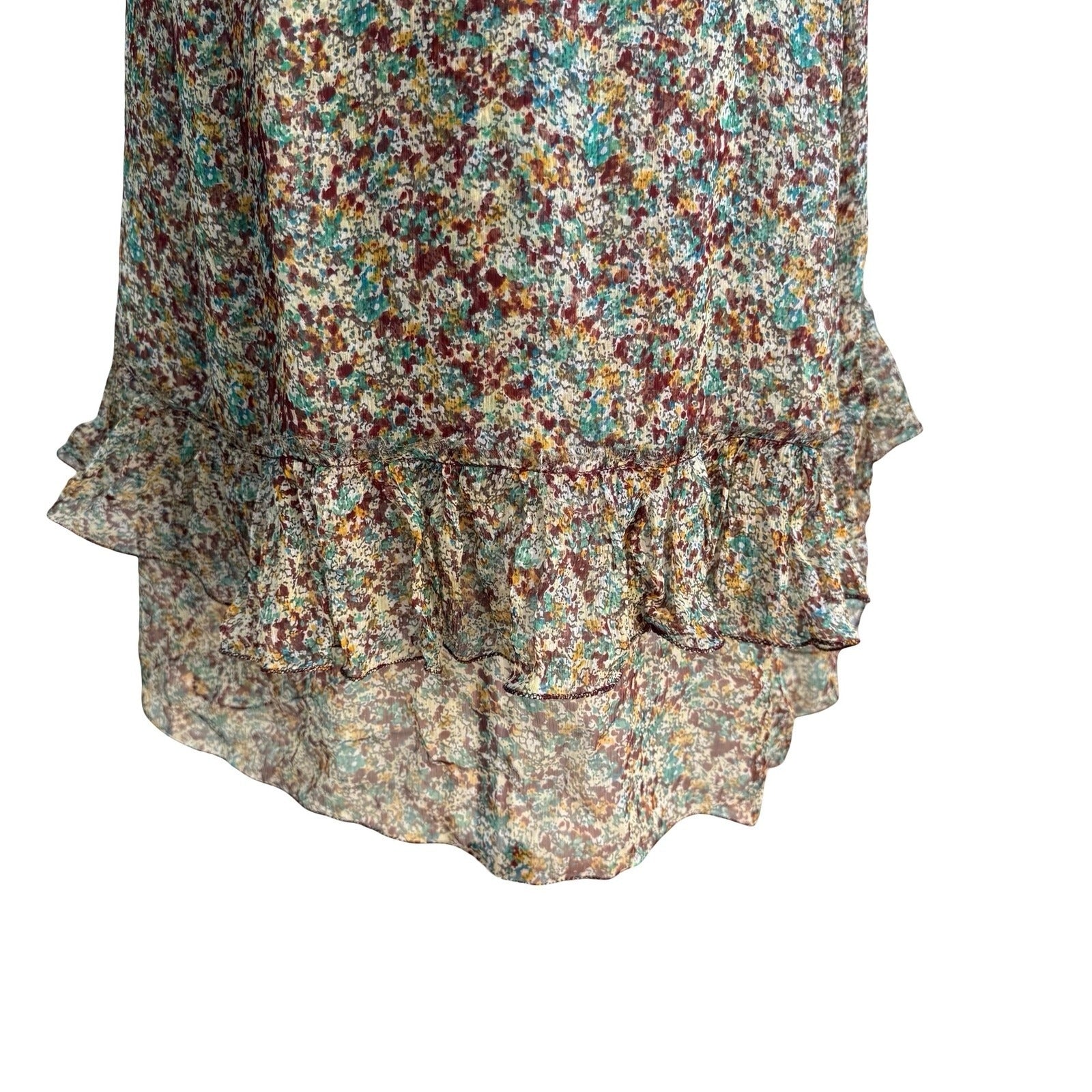 Zadig & Voltaire Deluxe Boho Ethereal Silk Reef Print Cold Shoulder Ruffle Dress