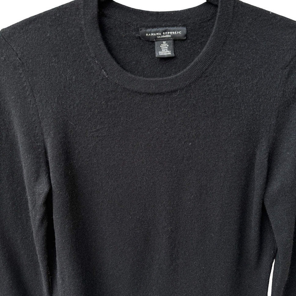 Banana Republic Vintage 100% Cashmere Quiet Luxury Minimalist Sweater Black M