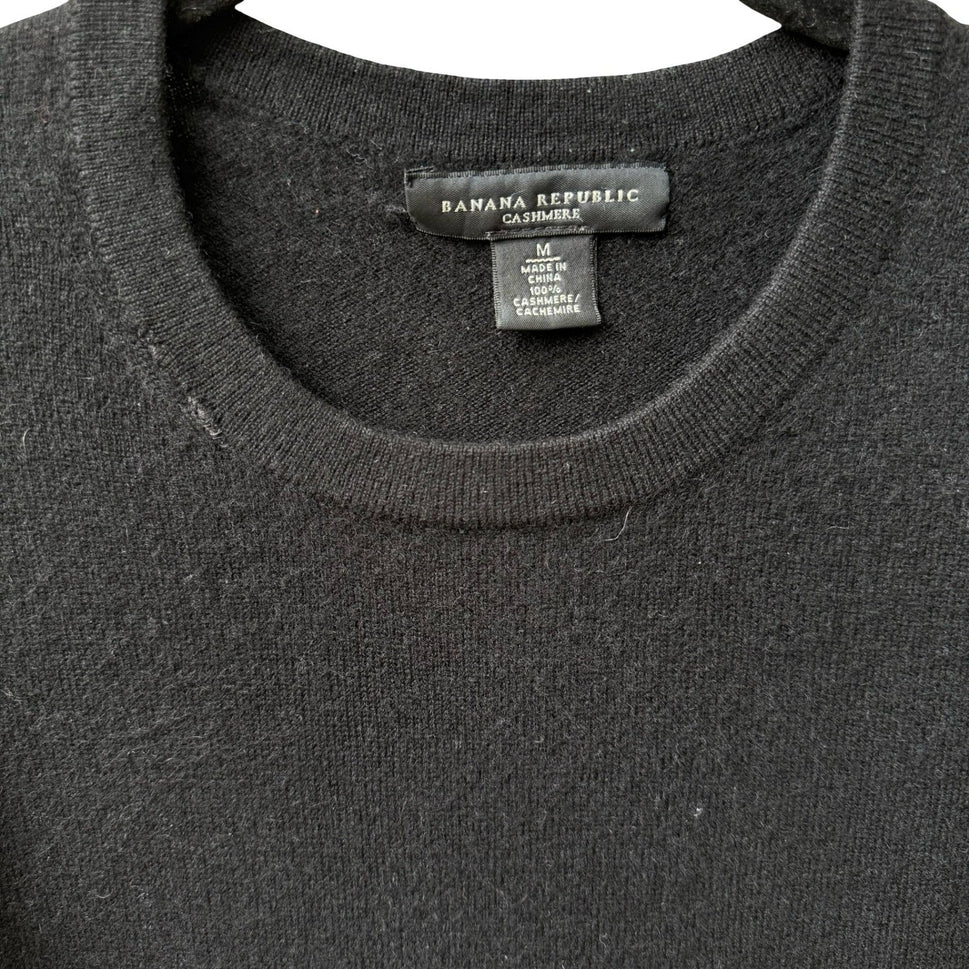 Banana Republic Vintage 100% Cashmere Quiet Luxury Minimalist Sweater Black M