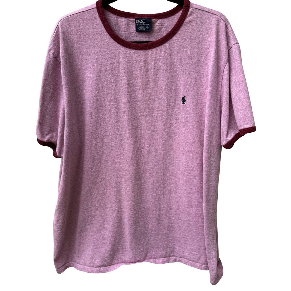 Polo Ralph Lauren Vintage 90s Sporty Preppy Ringer Pony Logo Tee Shirt Mens XXL