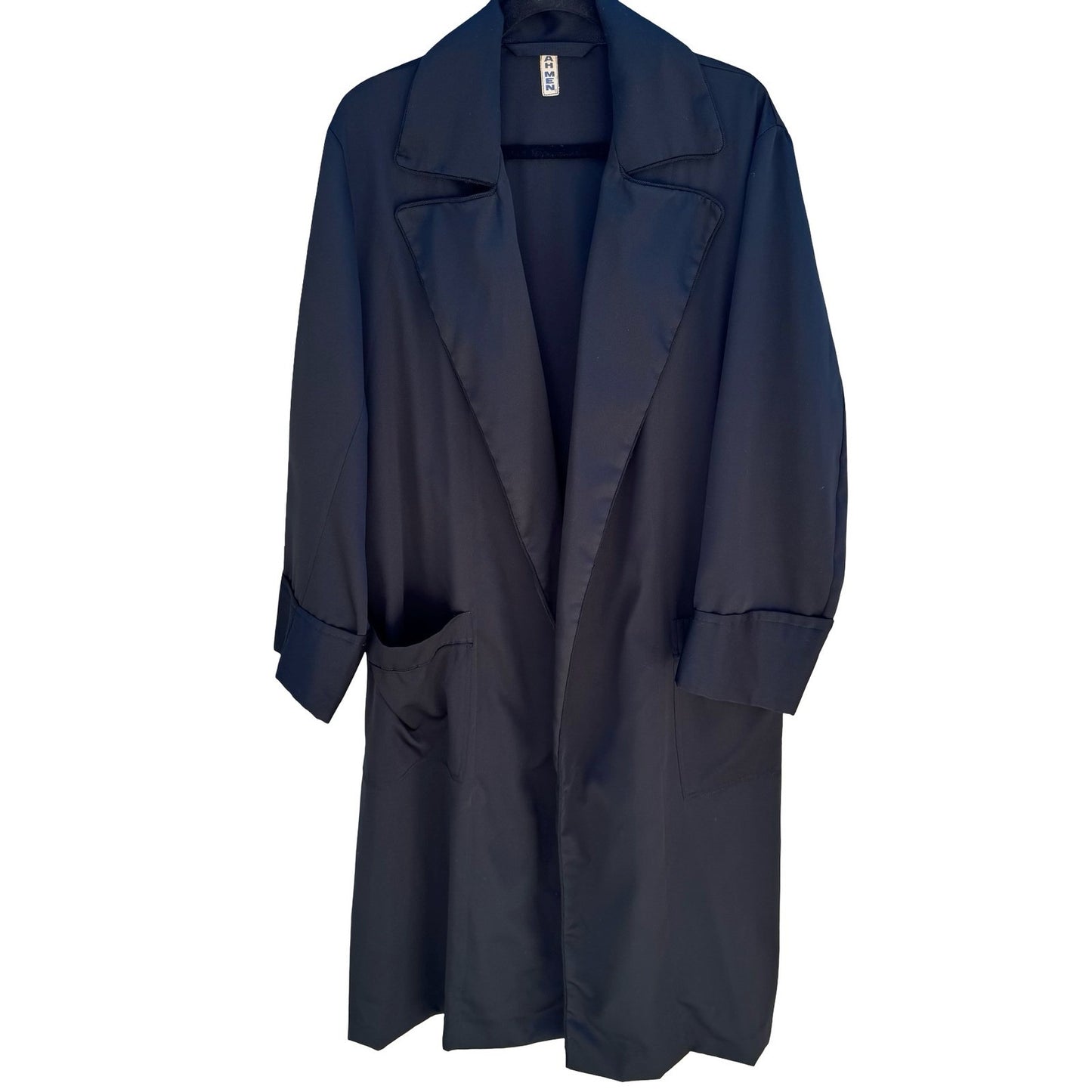 Ah Men Vintage 80s Goth Duster Coat Robe Longline Matrix Avant Guard OS Black