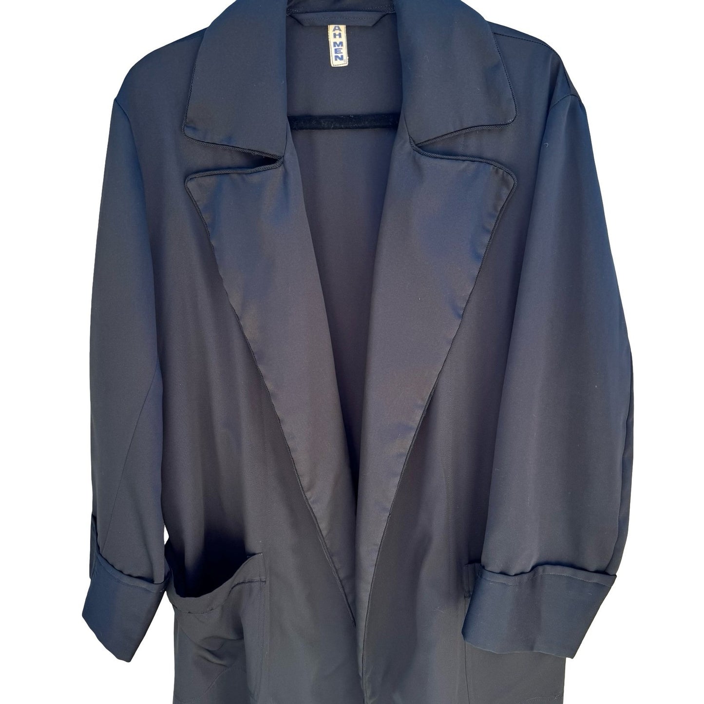 Ah Men Vintage 80s Goth Duster Coat Robe Longline Matrix Avant Guard OS Black