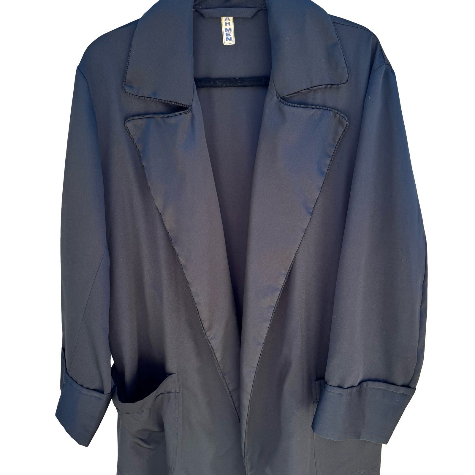 Ah Men Vintage 80s Goth Duster Coat Robe Longline Matrix Avant Guard OS Black