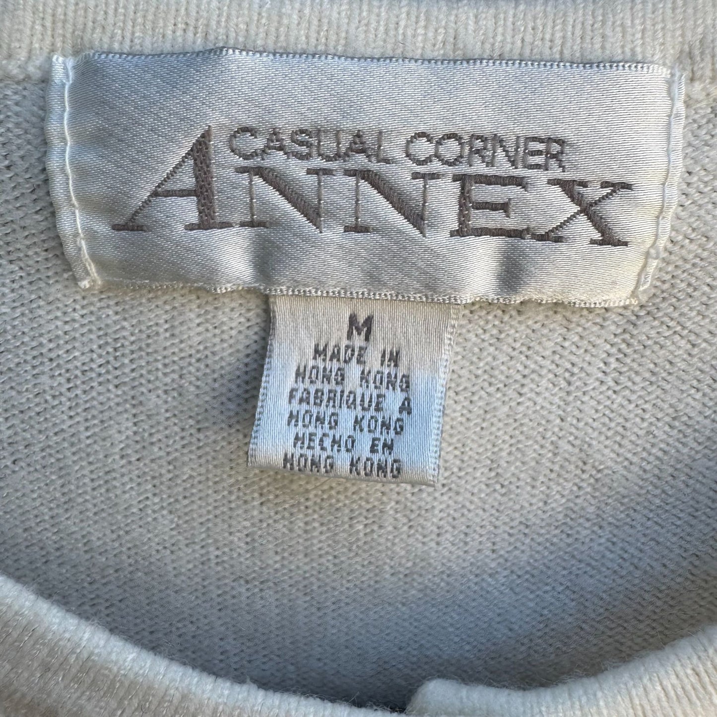 Casual Corner Annex Womens Cream Knit Cardigan & Short Sleeve Top Sweater Set M