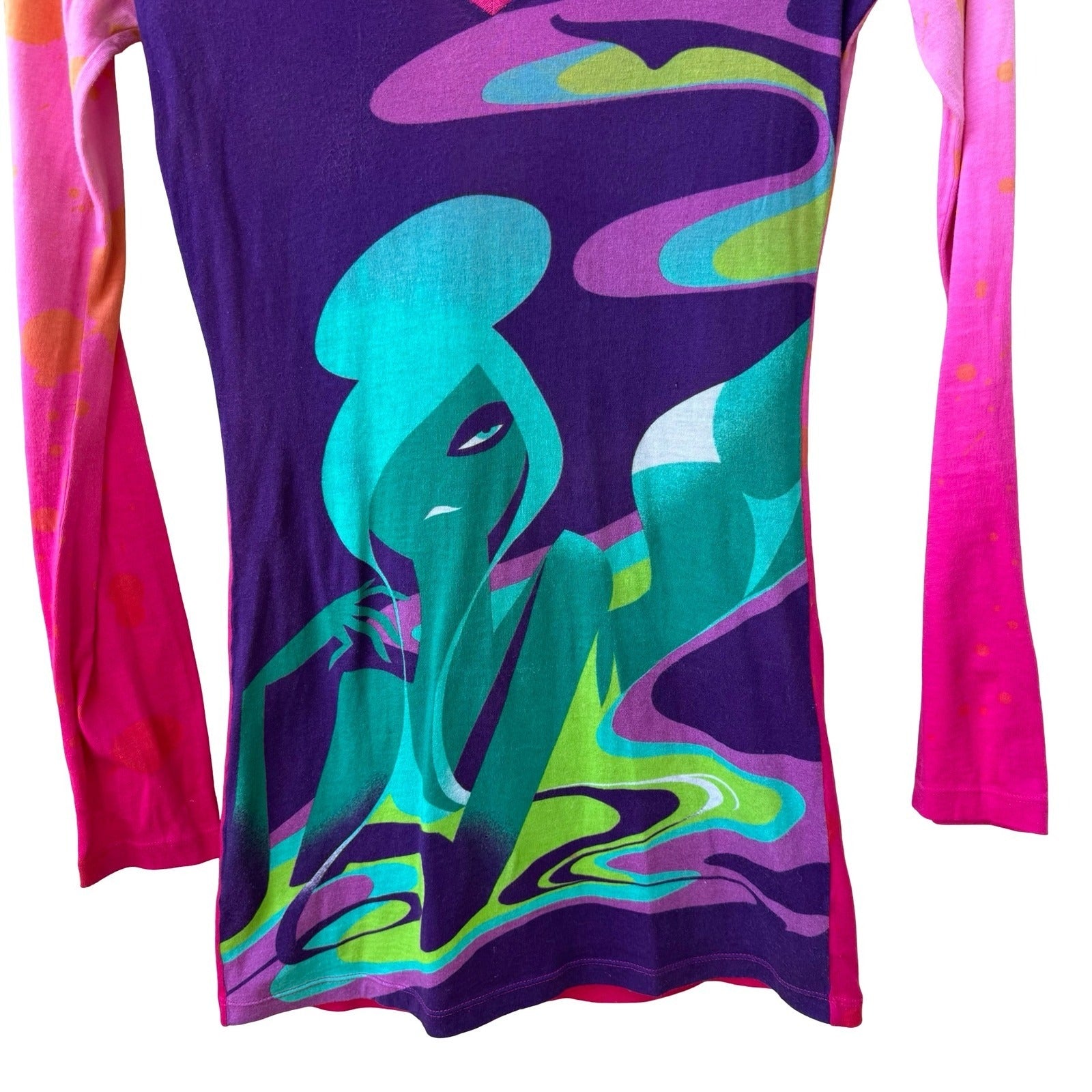 Custo Barcelona Y2K Cybercore Streetwear Graphic Art Print Shirt Rare Sample S