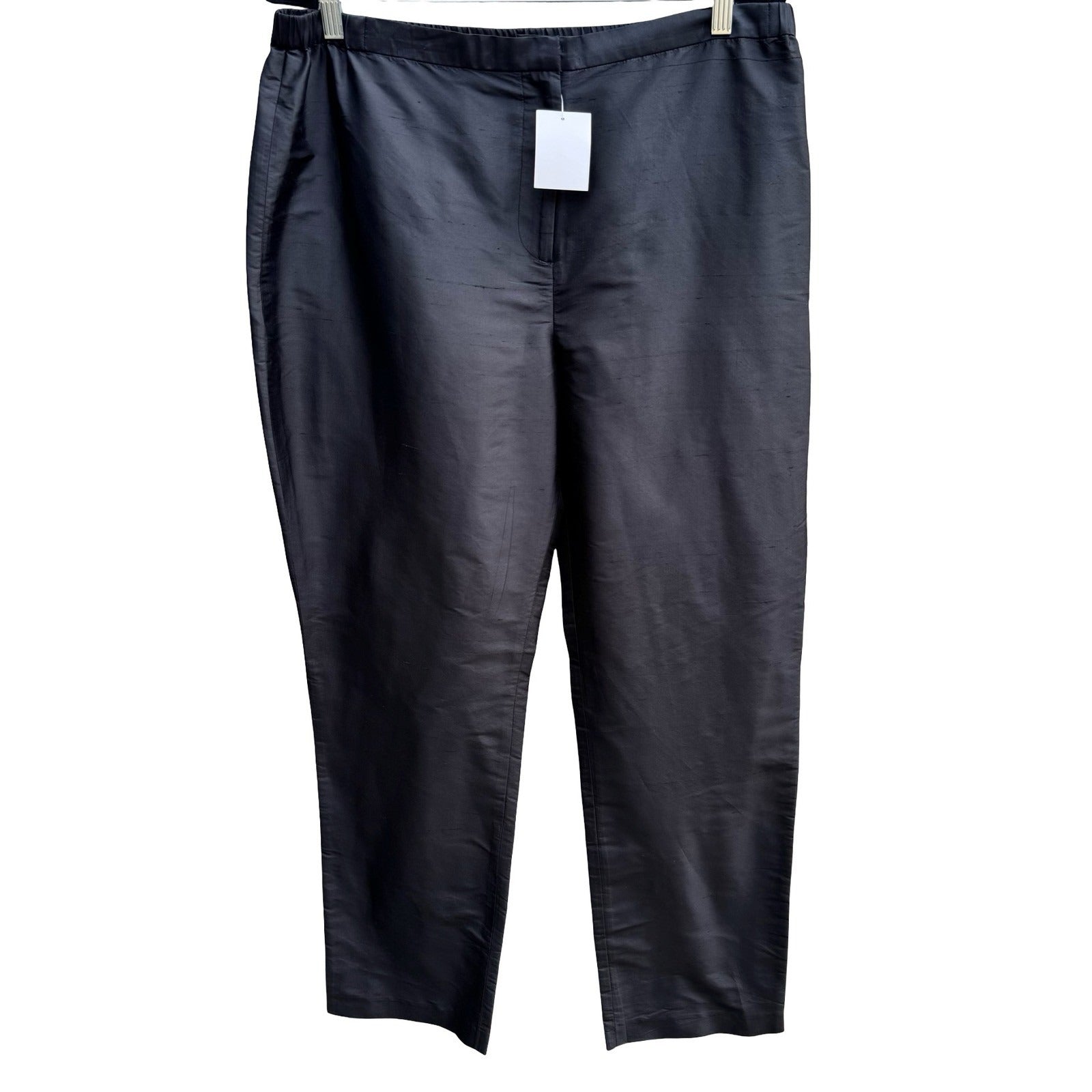 Neiman Marcus 100% Silk Dupione Quiet Luxury Minimalist Old Money Pants Black XL
