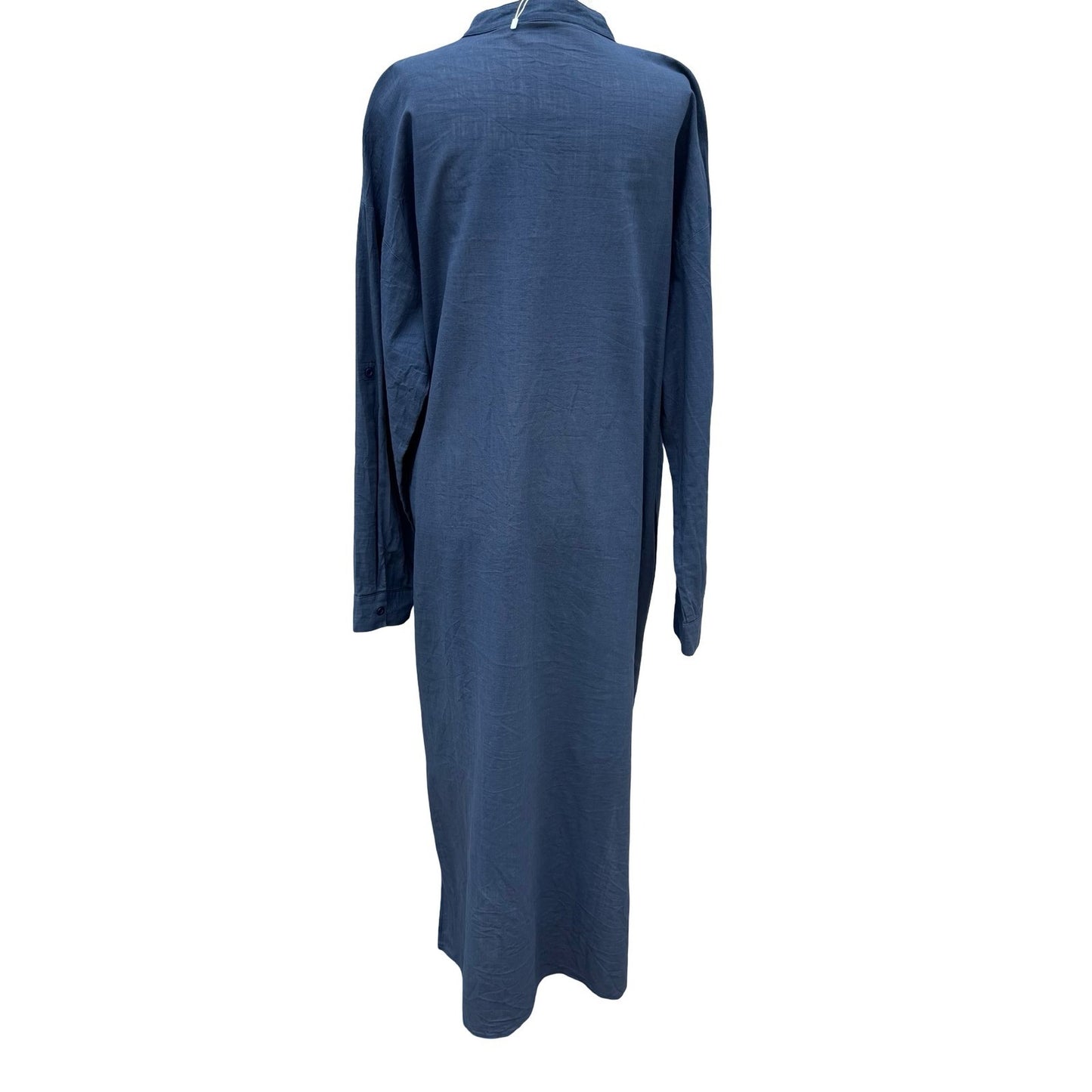 Turetrendy Blue Lagenlook Longline Maxi Tunic Kaftan Dress Band Collar Coastal L