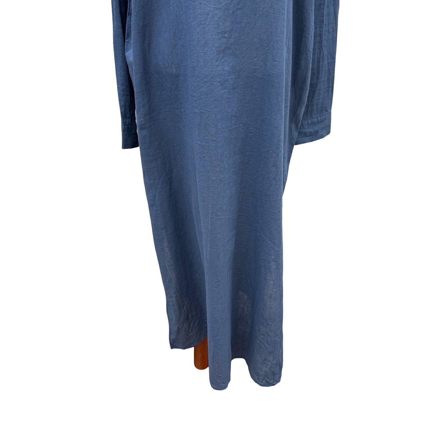 Turetrendy Blue Lagenlook Longline Maxi Tunic Kaftan Dress Band Collar Coastal L