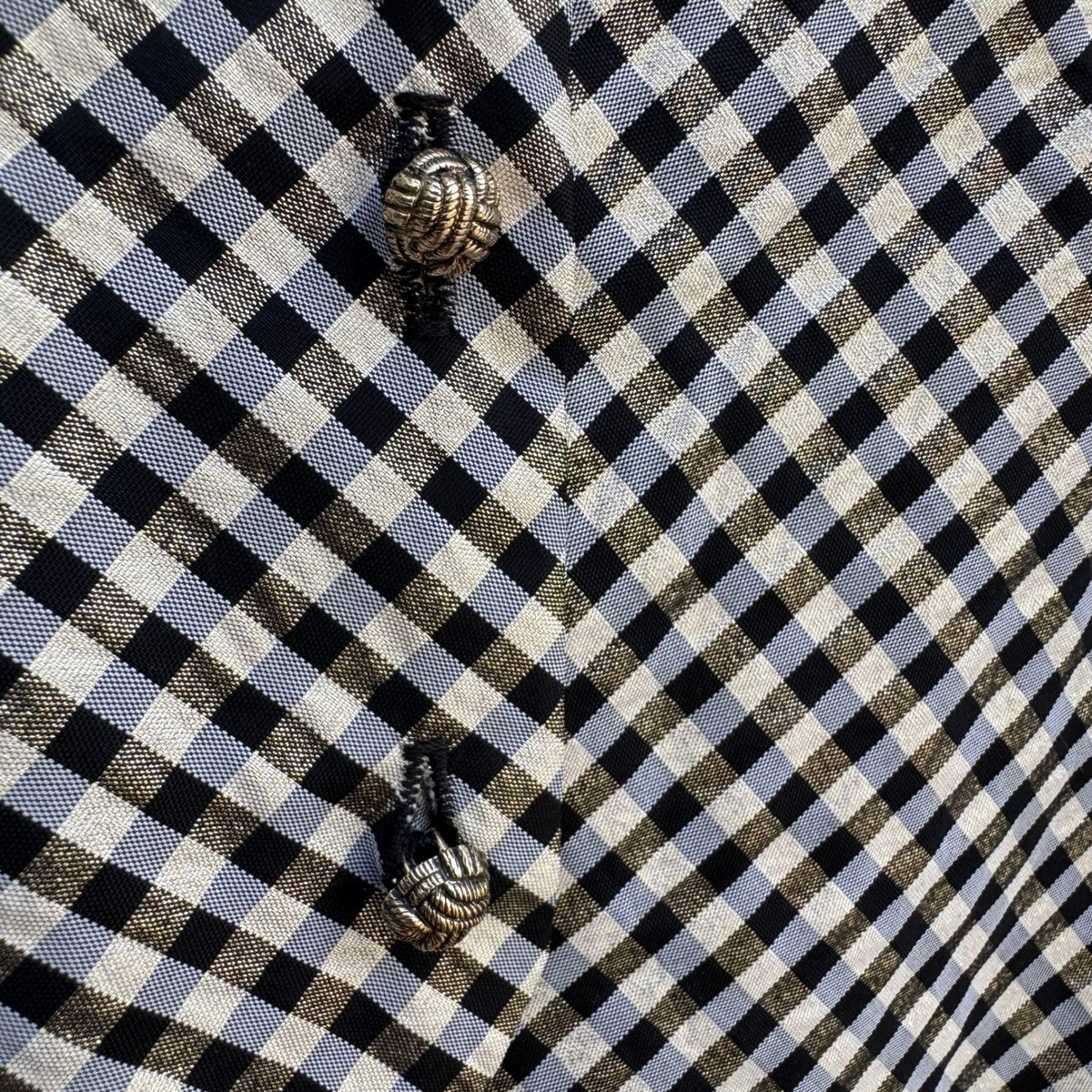Princeton University Store Vintage Gingham Metallic Waistcoat Vest Black Mens L