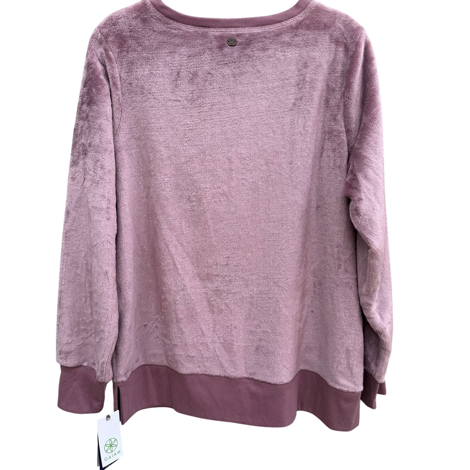 Gaiam Lux Faux Fur Pullover Grape Shake Long Sleeve Round Neck Sweatshirt New XL