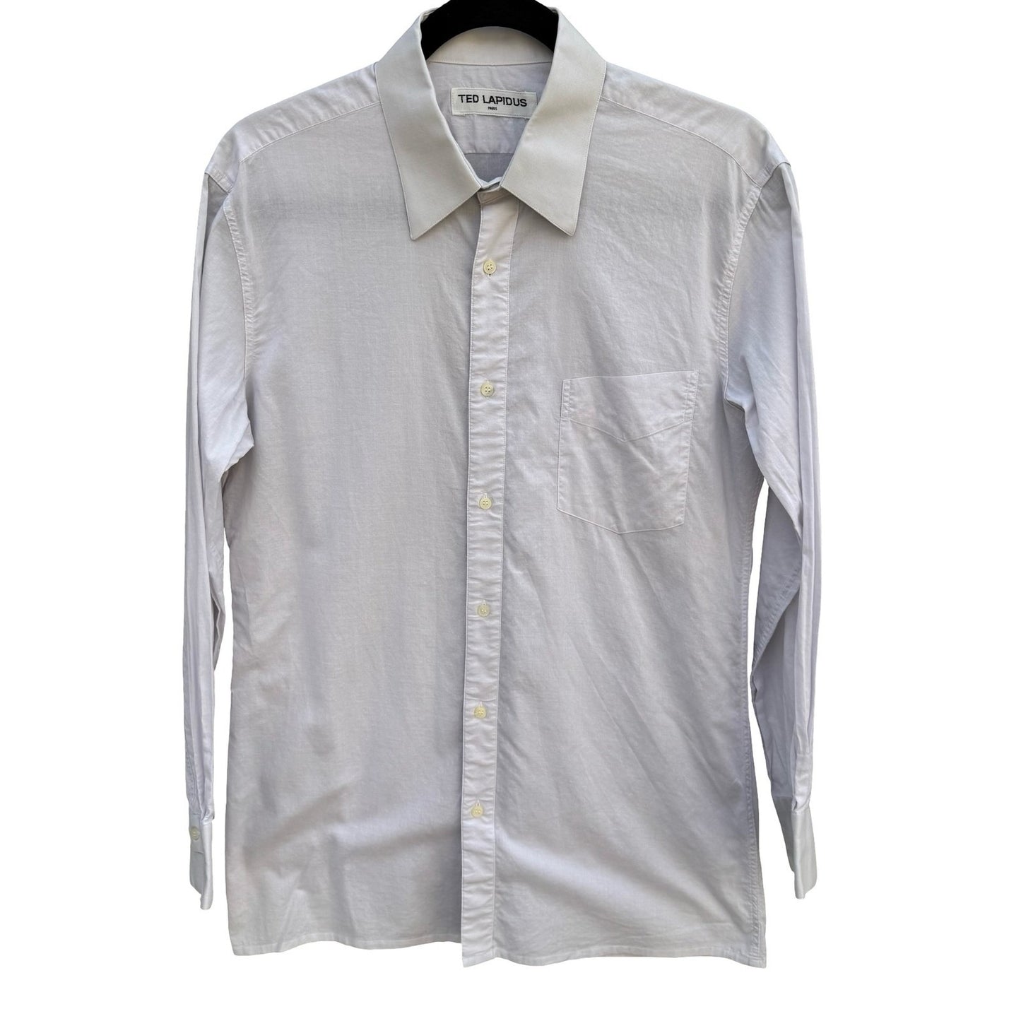Ted Lapidus Paris Vintage Mens Long Sleeve Button Down Shirt Grey Collared L