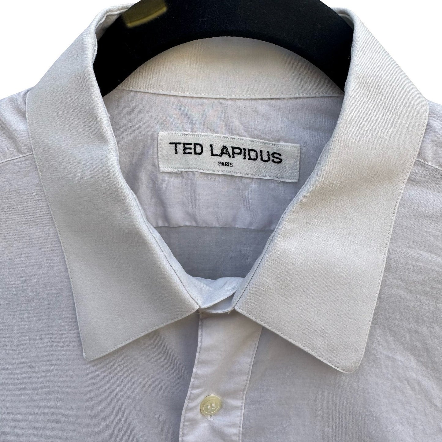 Ted Lapidus Paris Vintage Mens Long Sleeve Button Down Shirt Grey Collared L