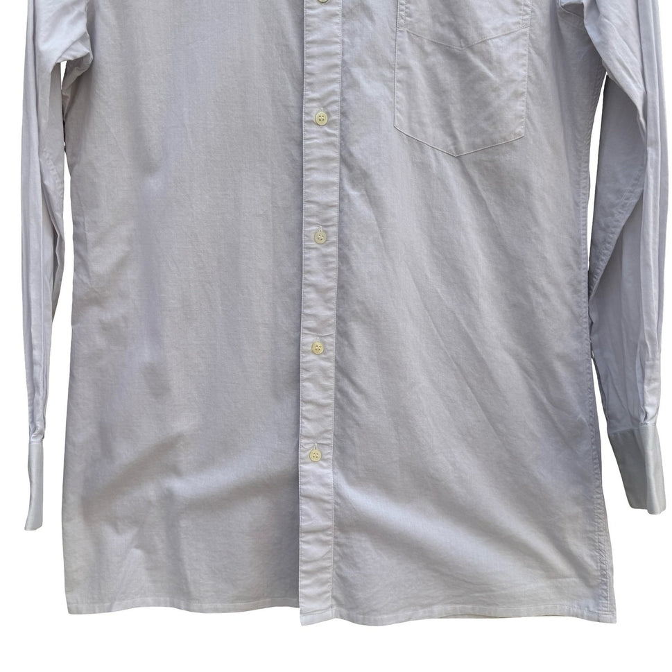 Ted Lapidus Paris Vintage Mens Long Sleeve Button Down Shirt Grey Collared L