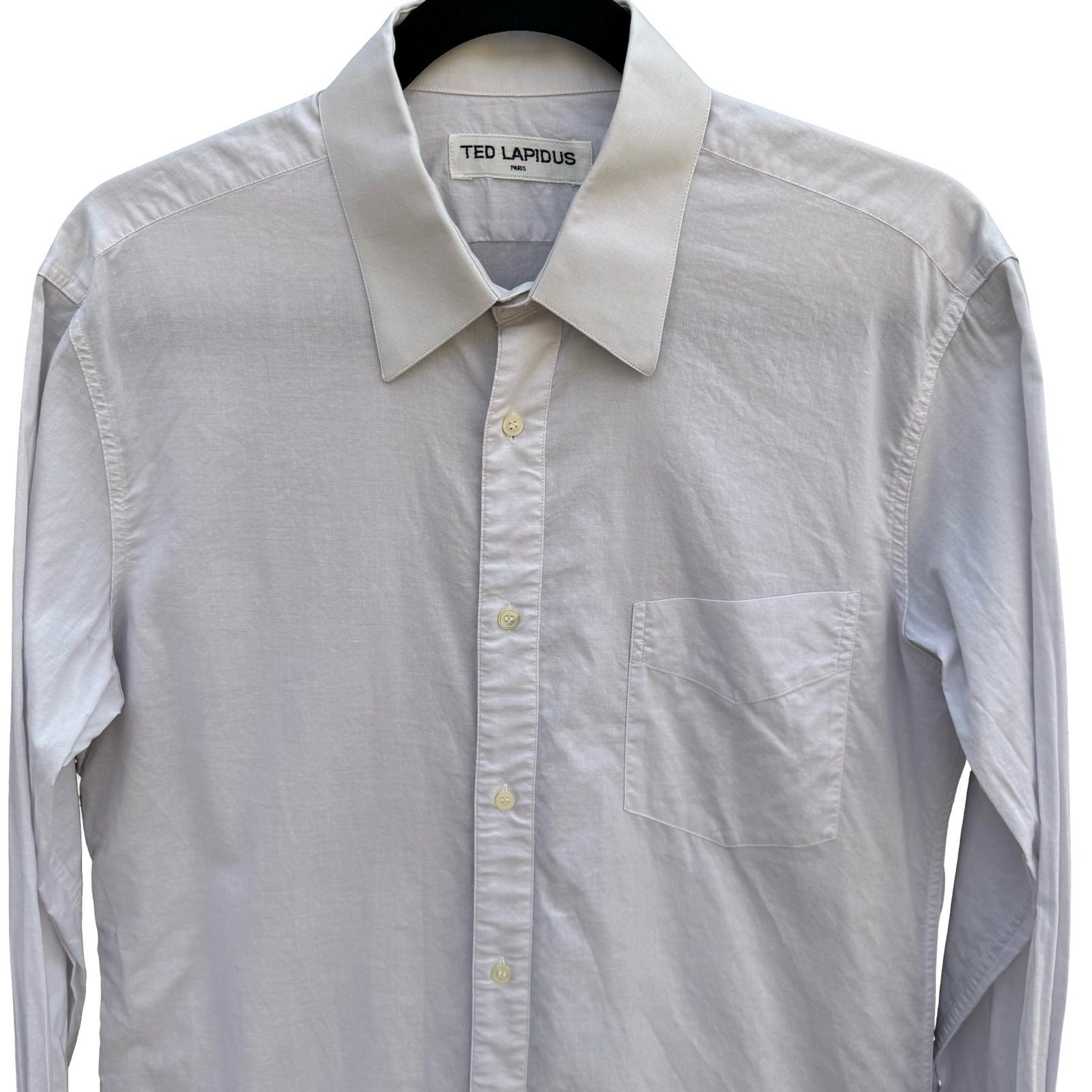 Ted Lapidus Paris Vintage Mens Long Sleeve Button Down Shirt Grey Collared L