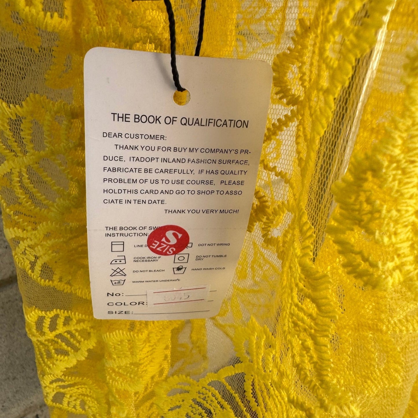 Onayaya Yellow Floral Guipure Lace Open Back Bodycon Feminine Midi Dress S NEW