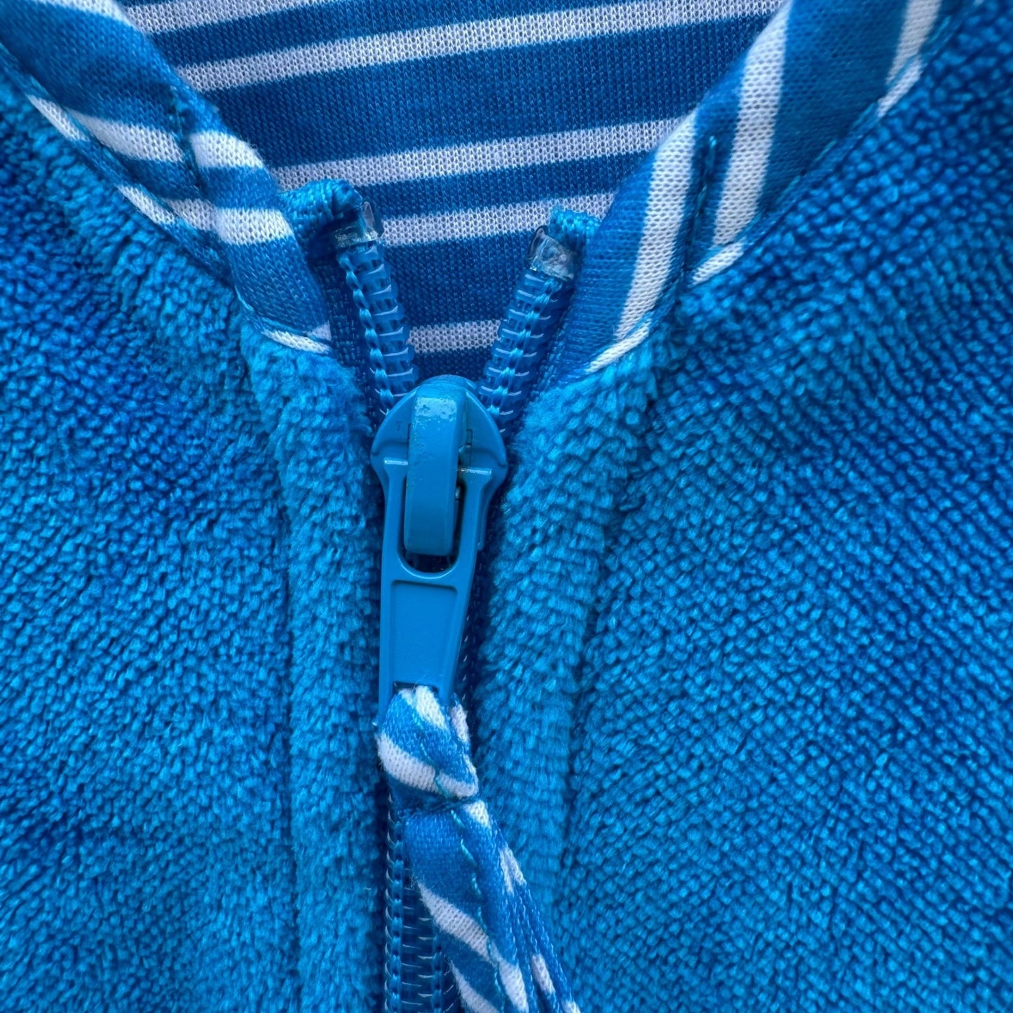 Jasmine Rose Blue Terry Cloth Zip Robe Short Sleeve Housecoat Large Bathrobe