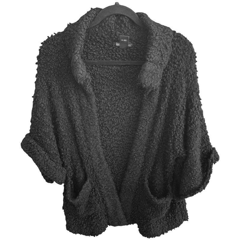 Kensie Popcorn Chunky Knit Boucle Layering Minimalist Open Front Cardigan S