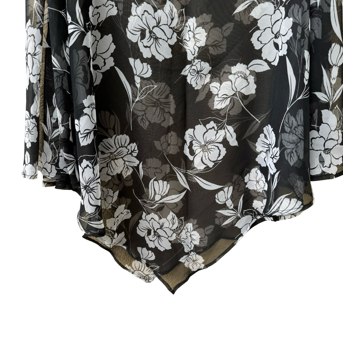 Courtenay Whimsigoth Dark Floral Boho Sheer Mesh Poncho Top Asymmetrical Hem OS